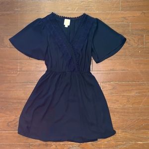 Little black Mini dress w lace neck detail.   Worn once for Grad event sz XXS